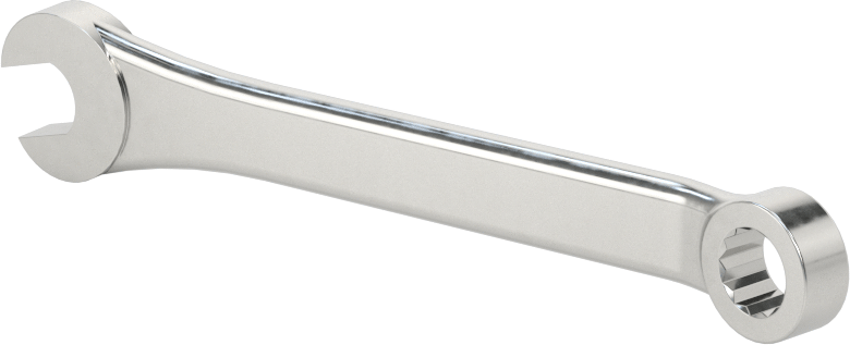 Kısa Kombine Anahtar, 12 noktalı kutu açıklıklı, 1/4" Boyut, 3-1/4" Toplam Uzunluk