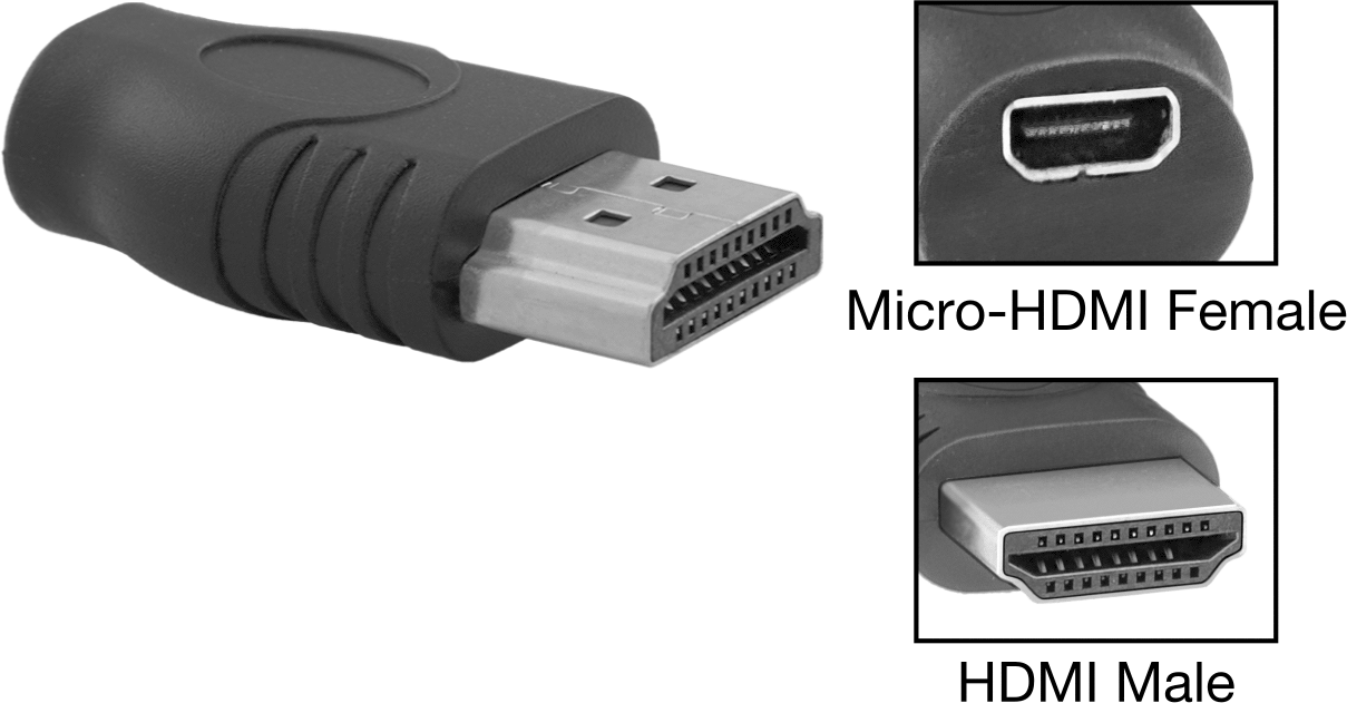 Standart HDMI Erkek x Mikro-HDMI Dişi Adaptör — Adaptör, Düz, Ses, Video
