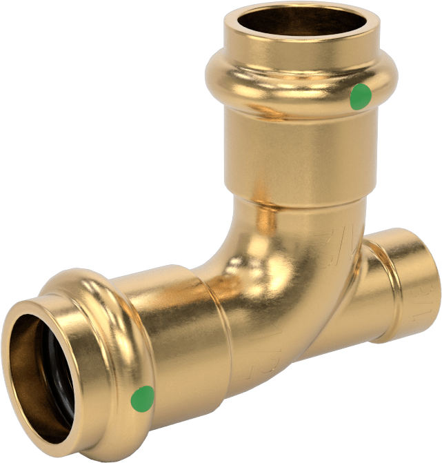 Bakır Boru için Presle Bağlanan Bağlantı Parçası, Dik Açılı T Adaptörü, 1/2 Boyut Dişi x 1/8 NPT Dişi — 1/2, T-Parçası, Bronz