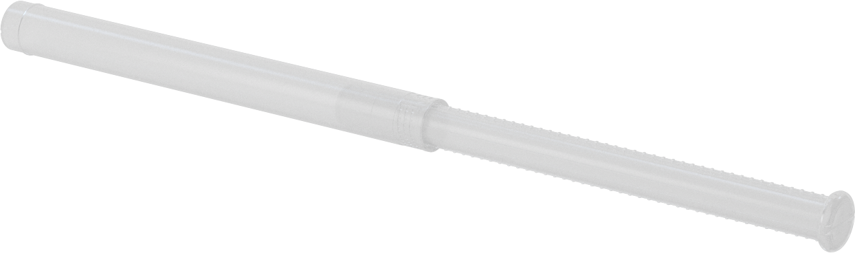 Uzunluğu Ayarlanabilir Nakliye Tüpü, Yuvarlak, Bükerek kilitleme, Şeffaf, 0.51" İç Çap, 8"-14" İç Uzunluk