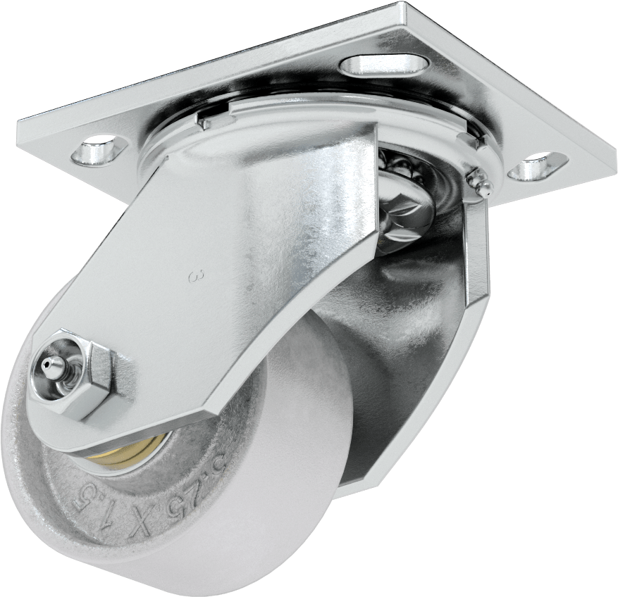4-1/2" x 4" Montaj Plakalı Samson Tekerlek, 3-1/4" Çapında Metal Tekerlekli Döner Tekerlek — Levha, Demir, 3 1⁄4"