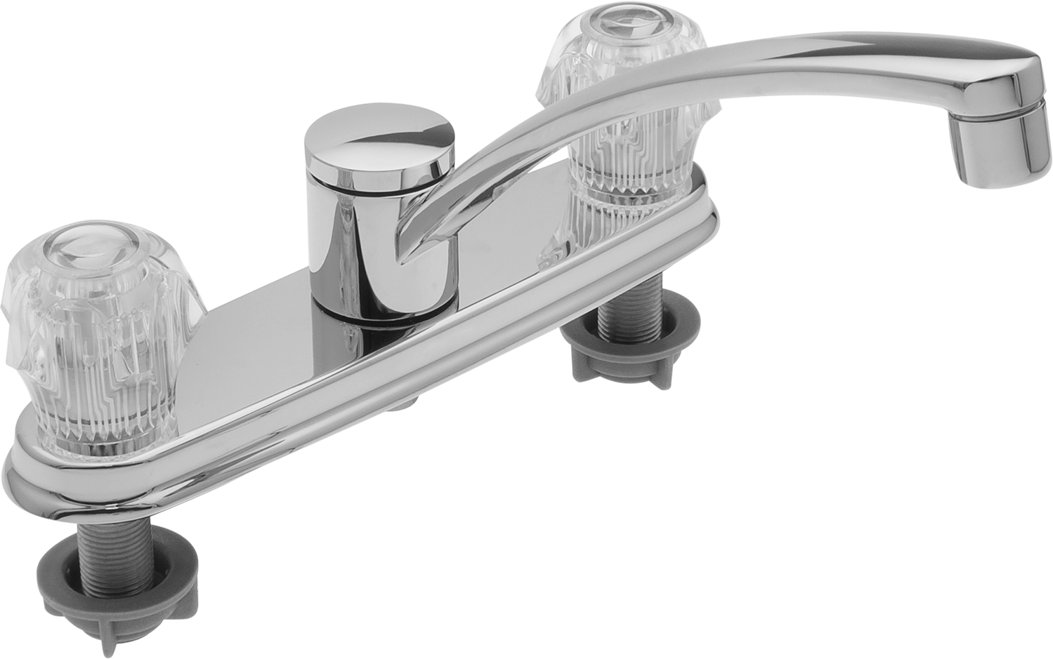 Çift 1/2 NPT Alt Girişli Lavabo Bataryası, Döner Ağızlı, Krom Kaplı Pirinç, 2.2 gpm — 8", Evi, 3