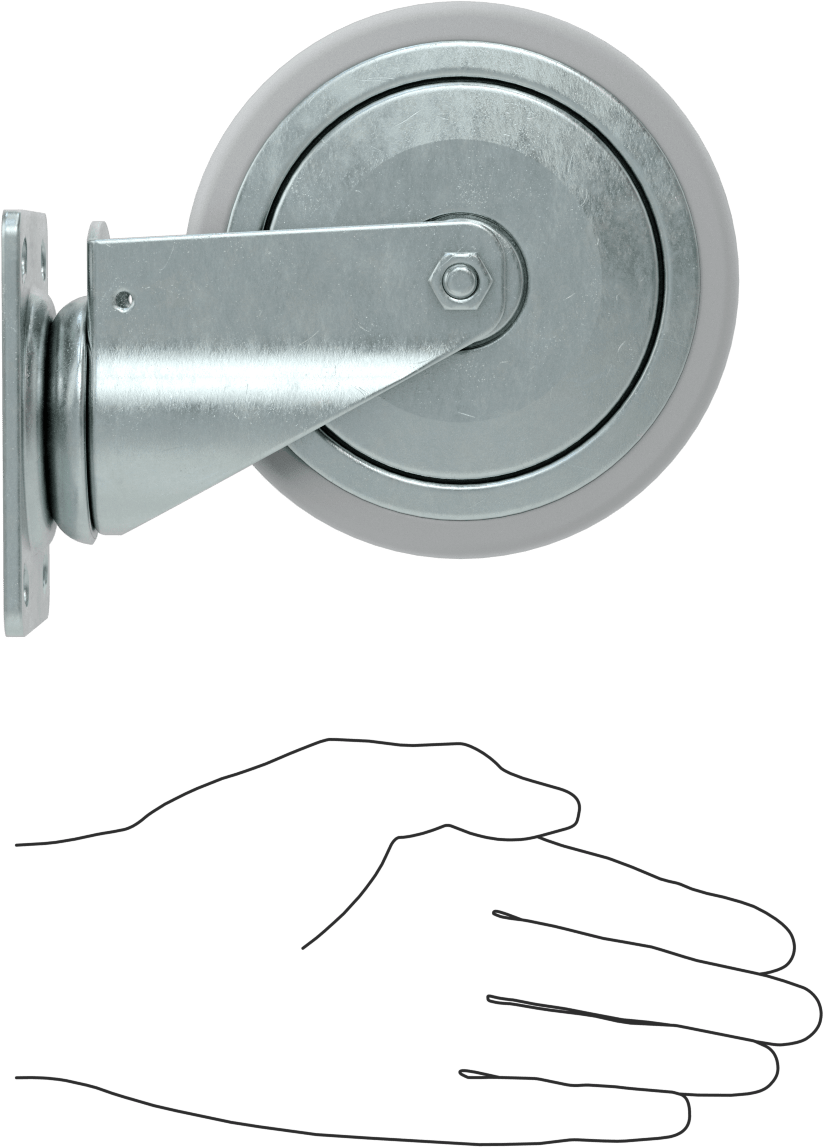 3-3/4" x 2-3/4" Plakalı Parlak Yüzeyli Tekerlek, 5" Çapında Kauçuk Tekerlekli Döner Tekerlek
