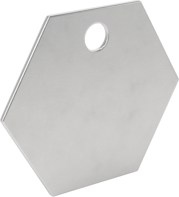 Oyma ve Damgalama Etiketleri, Alüminyum Altıgen, 1-1/4" Yükseklik x 1-1/4" Genişlik
