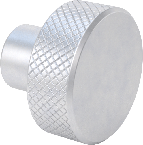 Alüminyum Tırtıllı Tutma Düğmesi, 1/4"-20 dişli 5/8" derinlikli delik — 1⁄4"-20, Tırtıllı Başlık, Alüminyum