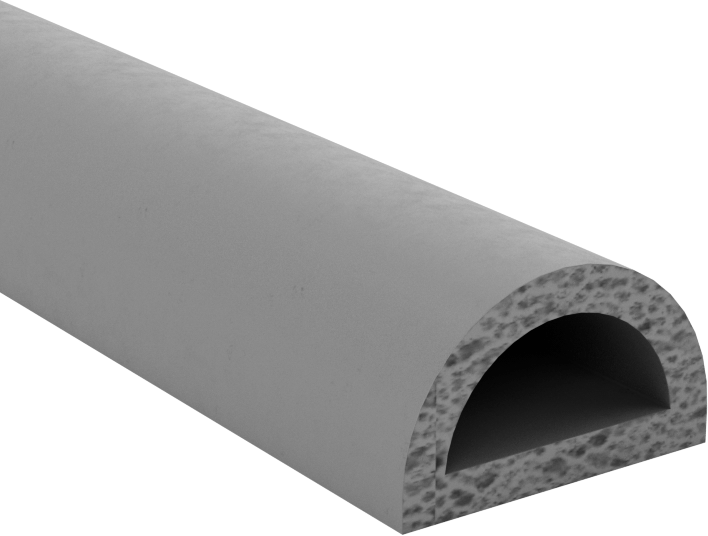Yüksek Sıcaklık Köpük Kauçuk Kenar Contası, Yüzeye Montaj, İçi Boş, 5/8" Genişlik, 3/8" Yükseklik