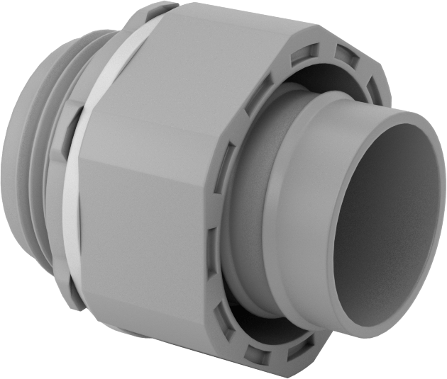 1 Vidalı x 1 NPT Erkek, Sıvı Sızdırmaz Esnek Plastik Kanal için Gri Düz — Nylon, Plastic, Adaptör, Konektör, Gri