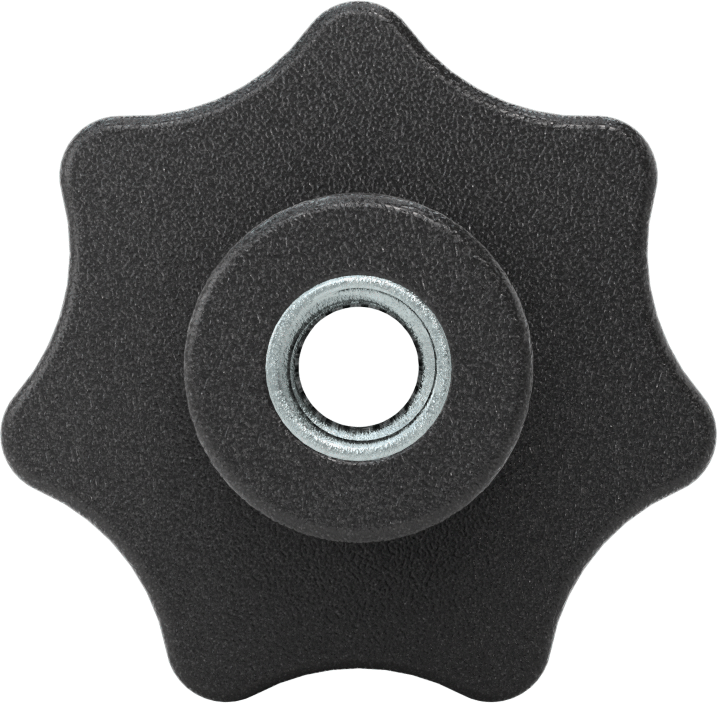 Naylon Yedi Kollu Topuz, M10 x 1.5 mm Dişli Geçiş Deliği ile