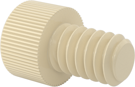 Cam Dolgulu Naylon Alyan Başlı Vidalar, 2-56 Diş Boyutu, 1/8" Uzunluk, Krem