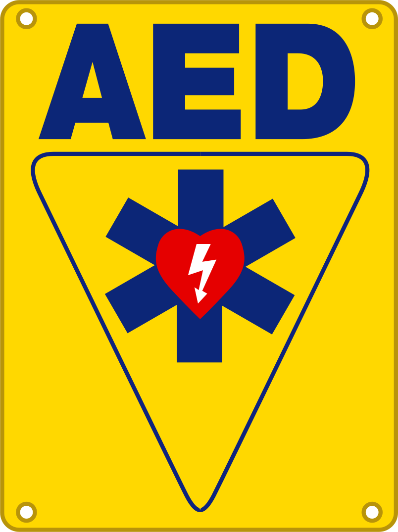 AED İlk Yardım İşareti, Düz Arka Yüzeyli Polietilen Plastik, 14 inç Yükseklik x 10 inç Genişlik — İlk Yardım, Montaj Deliği, AED