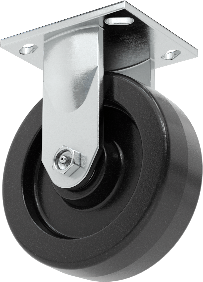 4-1/2" x 4" Plakalı Yüksek Kapasiteli Spartan Tekerlek, 6 inç Çapında Korumalı Rulmanlı Fenolik Tekerlekli Sabit — 6", Levha, Sert