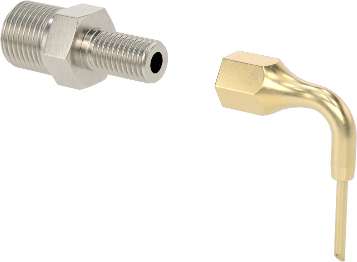 1-9/16" Uzunlukta, 0.058" Dış Çaplı, 90 Derece Hassas Gres Dağıtım Uçlu Nozul — Dispensing Tip, Nozzle, 90° Açı, 0.058"