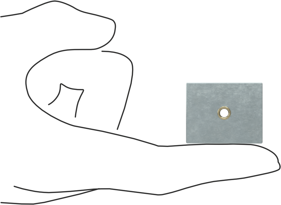 Kapalı Seramik Mıknatıs, Dişsiz delikli, Çinko Kaplı Çelik Kasa, 0.4" x 1" x 1-1/4"