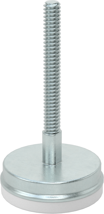 Dişli Saplama ve Yastıklı Sert Seviyelendirme Montajı, Naylon Yastıklı Çinko Kaplı Çelik, 10-24 x 1-1/2" Uzunluğunda Diş