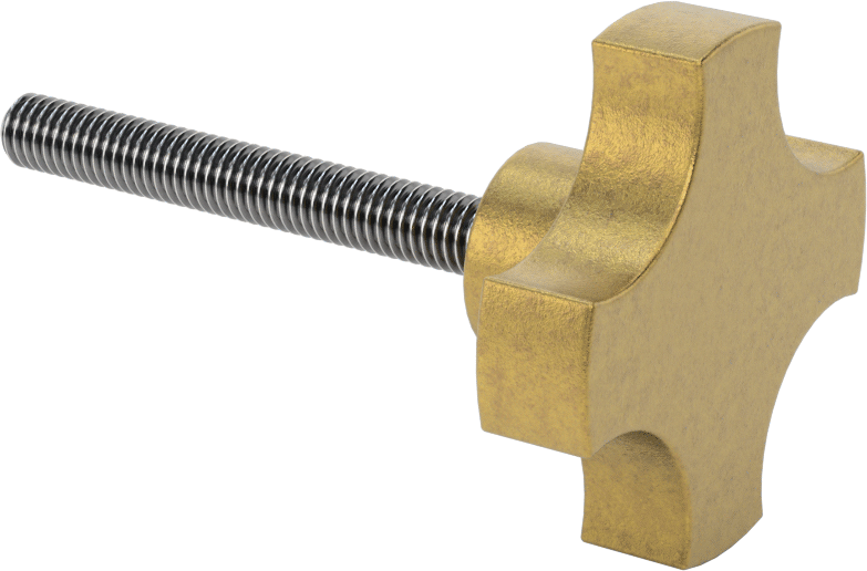 3/8"-16 Dişli 3" Uzunlukta Saplamalı Pirinç 4 Kollu Topuz — 3⁄8"-16, 3", Pirinç