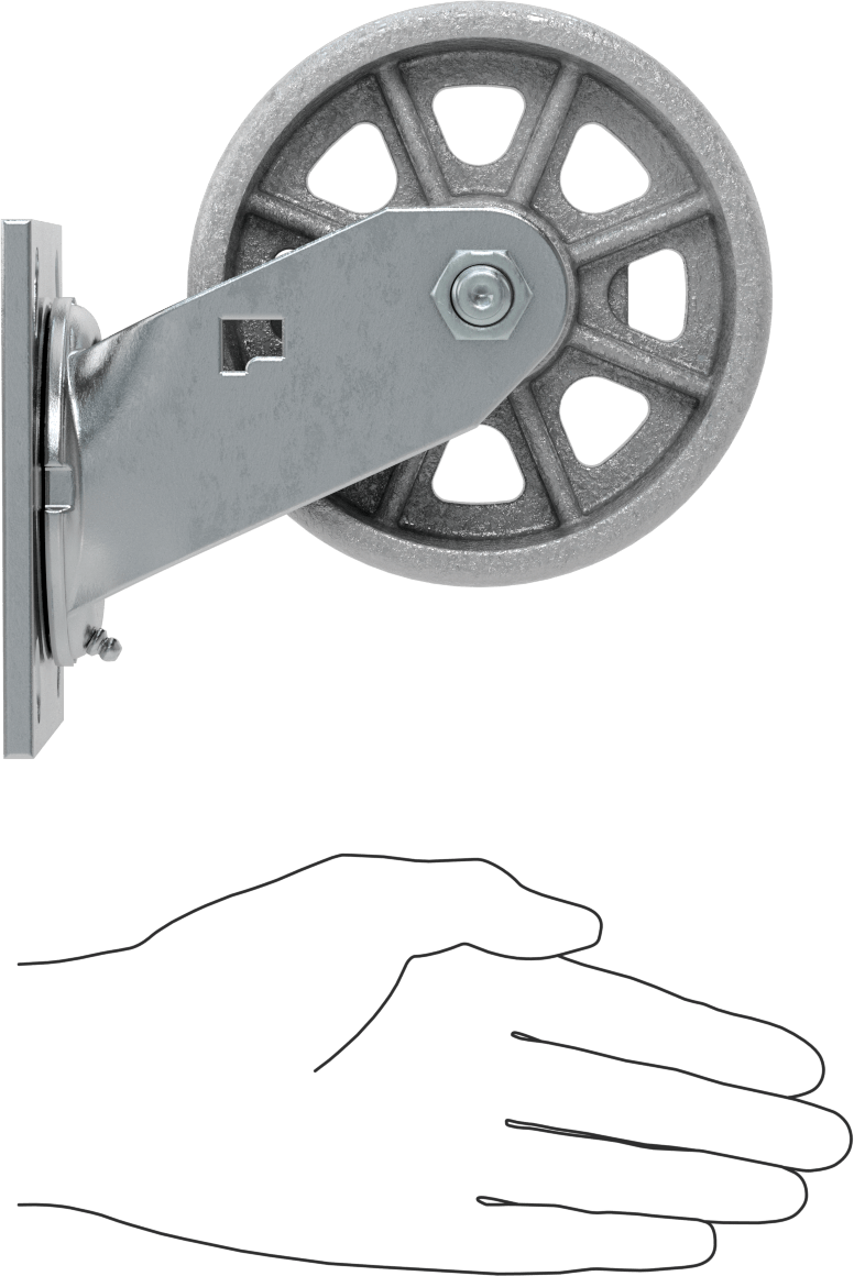 4-1/2" x 4" Plakalı Yüksek Kapasiteli Spartan Tekerlek, 5" Çapında Açık Rulmanlı Metal Tekerlekli Döner Tekerlek