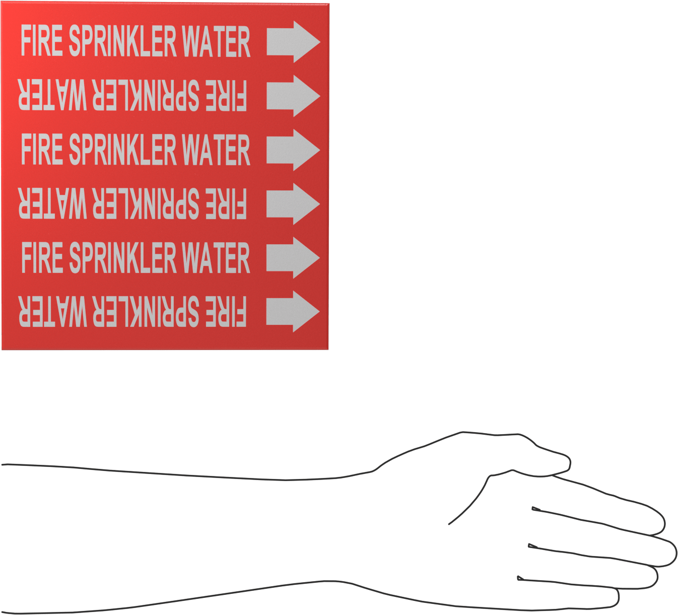 Snap-on Boru İşaretleyici, Kırmızı, “Yangın Sprinkler Suyu” Mesajı, 8-1/2" Yükseklik x 8" Genişlik