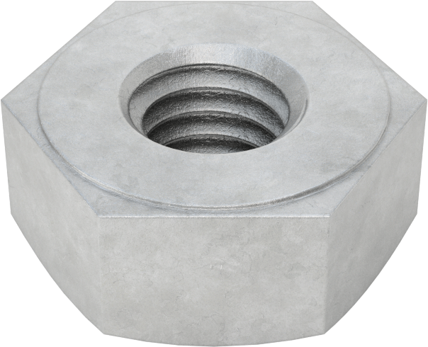 Aşırı Mukavemetli Çelik Ağır Profilli Altıköşe Somun, Sıcak Daldırma Galvanizli, 1/4"-20 Diş Boyutu