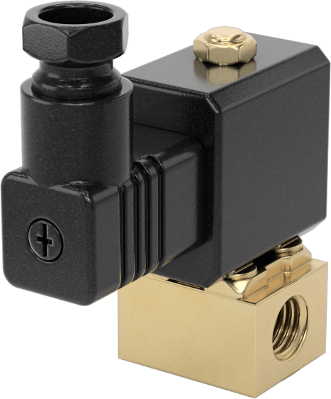 Soğutma Suyu için Kompakt Solenoid Açma/Kapama Valfi, 1/8 NPT Dişi, DIN Bağlantılı Pirinç Gövde, 24V AC, 0.13 Cv