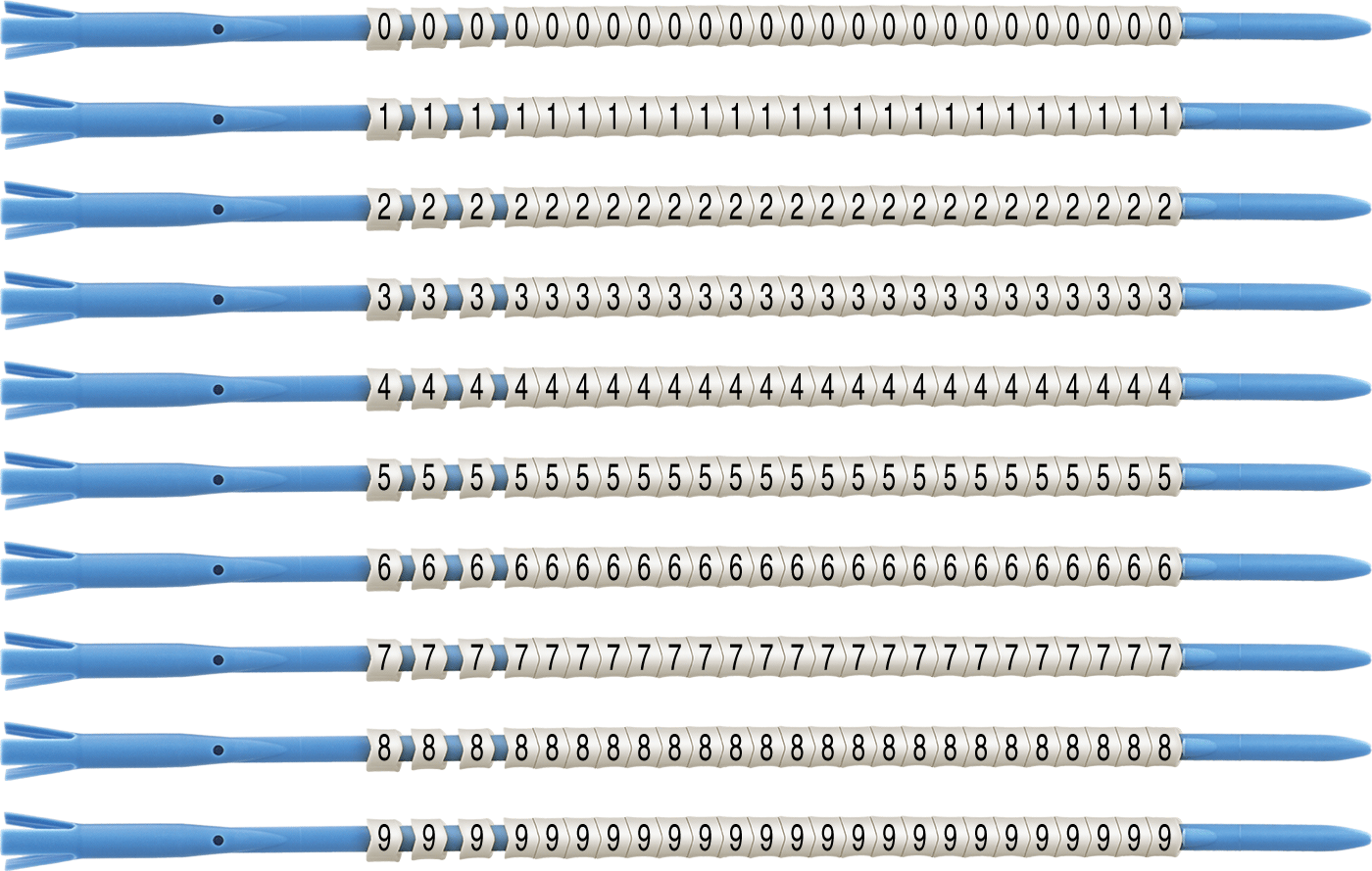 Sürgülü Tel İşaretleyici, Çeşitli Karakterler, 0-9, 10-4 AWG için