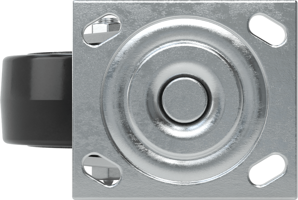 4-1/2" x 4" Montaj Plakalı Samson Tekerlek, 5" Çapında Siyah Kauçuk Tekerlekli Döner, Açık Rulman