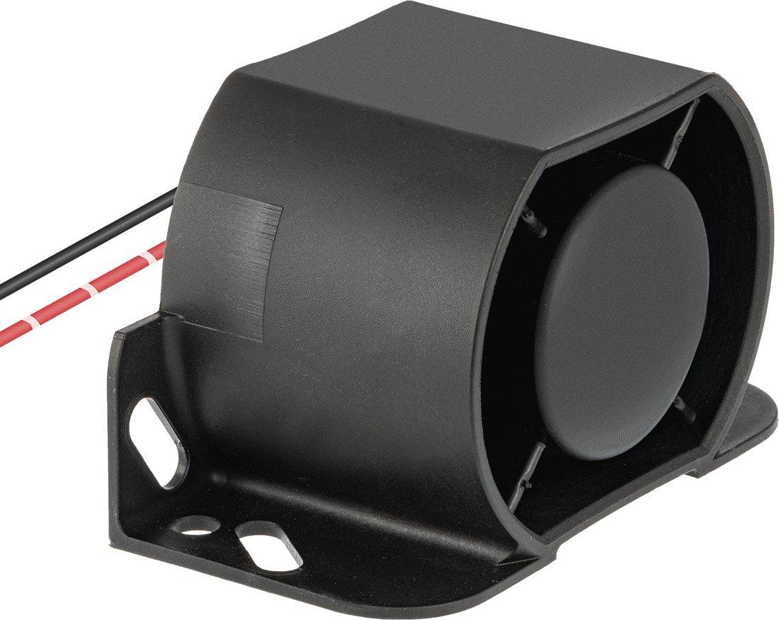 Forklift Geri Vites Alarmı, Otomatik Ses Kontrolü, 12V DC-48V DC — 12V DC ila 48V DC, 82 dBA ila 102 dBA @ 4 ft., Tel Uçları