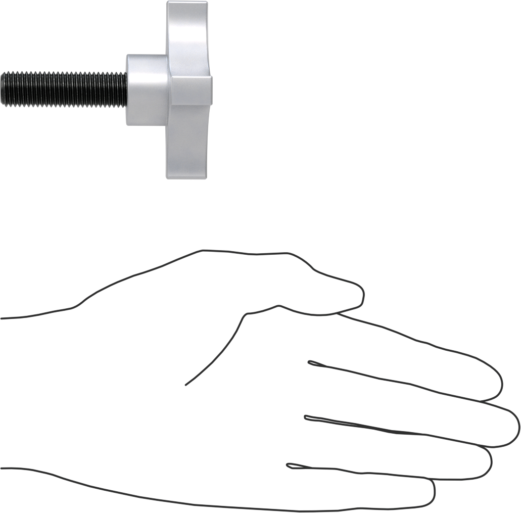 Alüminyum dört kollu topuz, 1/2"-13 Dişli 1-3/4" Uzunlukta Saplamalı, 9/16" Baş Yüksekliği