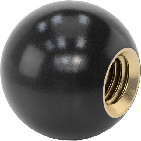 Siyah Fenolik Top Düğme, M10 x 1.5 mm Dişli Delikli, 25 mm Baş Çapı
