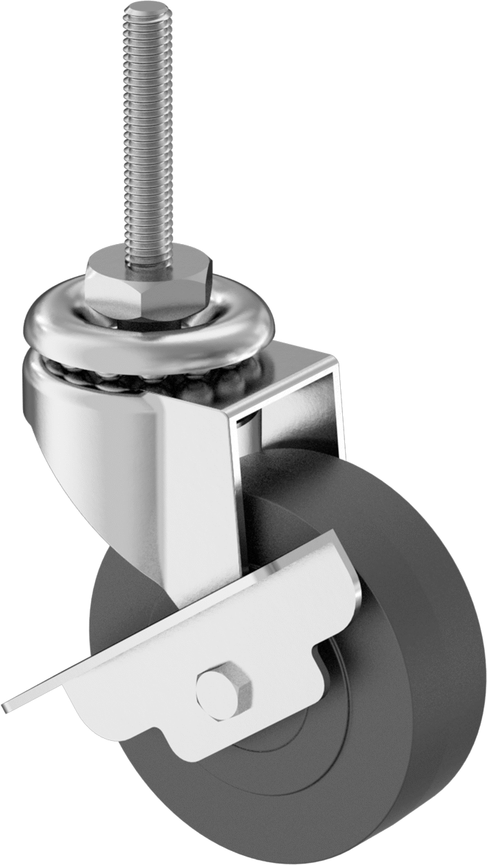Stem-Mount Swivel Caster with Wheel Brake