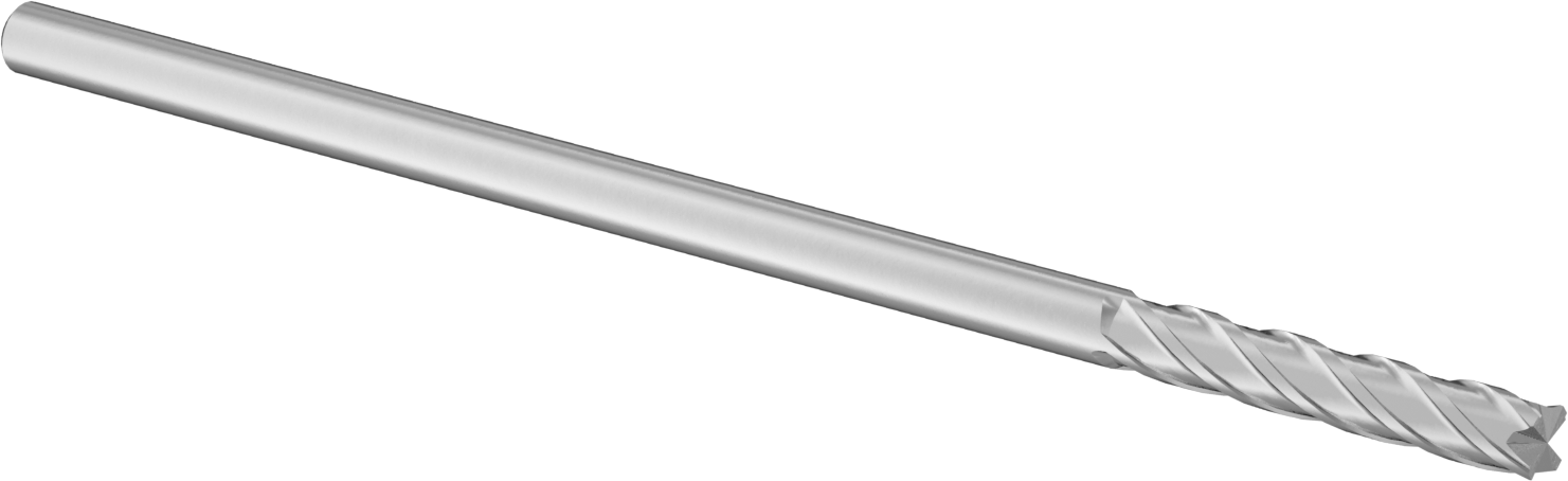 Karbür Freze Ucu, Kare Uç, TiCN Kaplamalı, 4 Kanallı, 1/4" Freze Çapı, Toplam 6" Uzunluk
