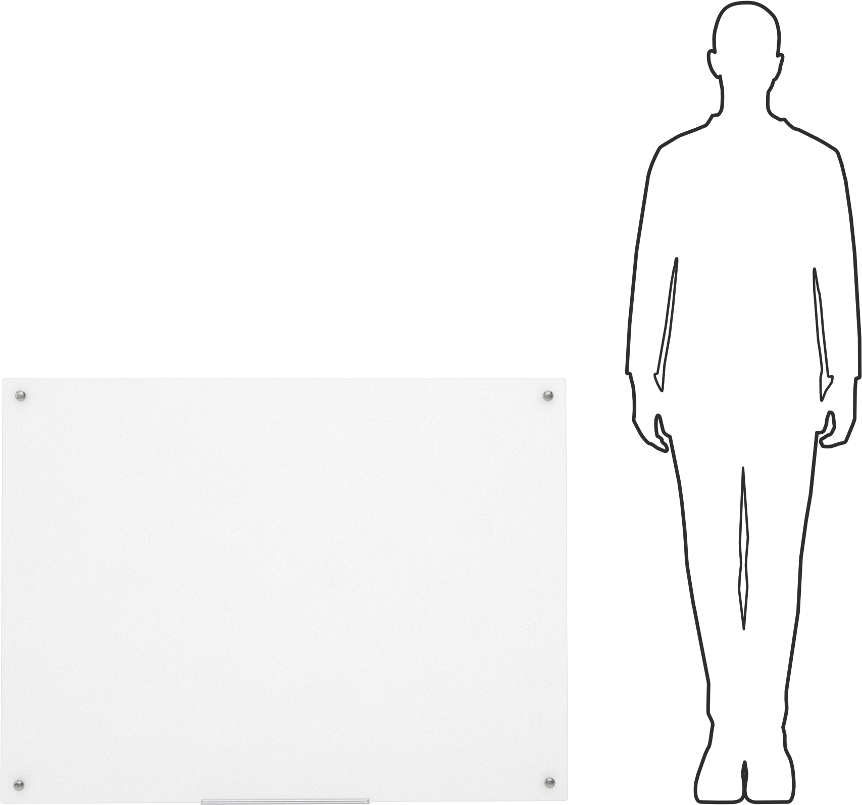 Beyaz tahta, Cam, 48" Genişlik, 36" Yükseklik