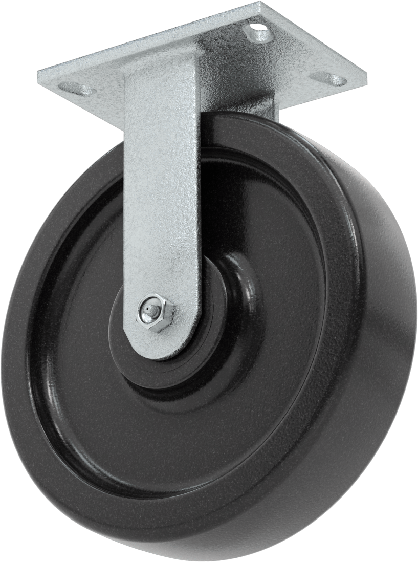Dövme Çerçeveli Yüksek Kapasiteli Spartan Tekerlek, 6-1/4" x 4-1/2" Plaka, Sabit, 10" Çaplı Fenolik Tekerlek