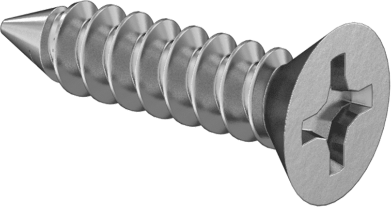 Çinko Kaplı Çelik Phillips Havşa Başlı Vidalar, Sac Metal için, 0 Numaralı Boyut, 1/4" Uzunluk