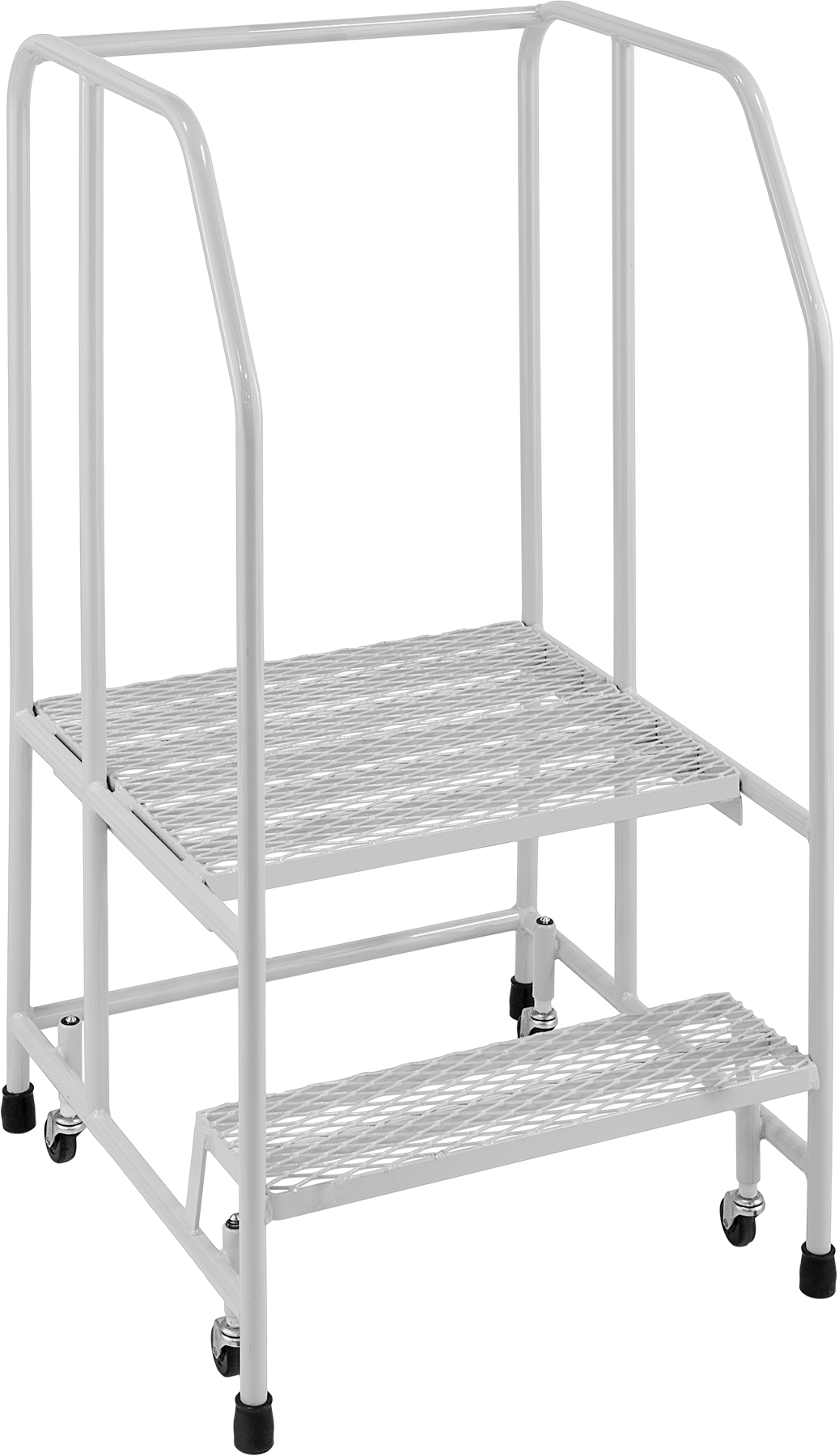Elmas Basamaklı Yuvarlanan Platform Merdiveni, 2 Kademe, 4'2" Yükseklik x 26" Genişlik x 28" Derinlik Toplam — 20", 2, 24"
