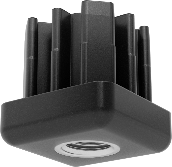 Plastik Yüksek Kapasiteli Presle Takılan Dengeleme Montaj Eklentisi, 1-1/2" Dış x 1-1/4" İç Kare Ayak için, 3/8"-16 Diş