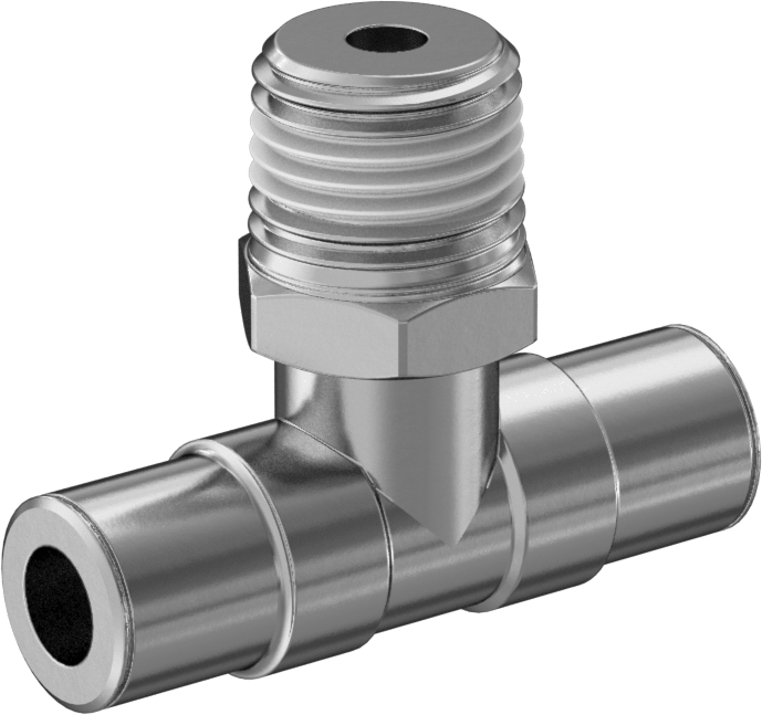 Nikel Kaplı Pirinç Bas-Bağlan Tüp Bağlantı Elemanı, Hava için, Hat Üstü T, 6 mm Boru Dış Çapı x 1/4 BSPT Erkek
