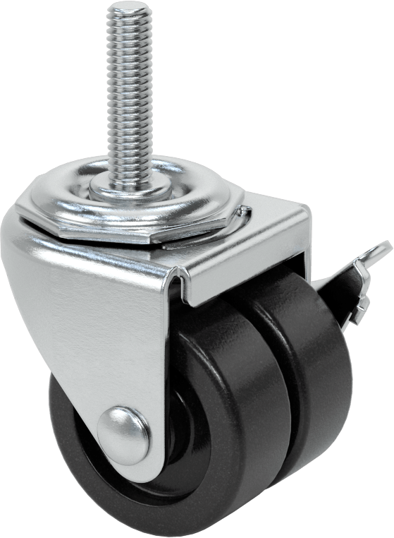 Dişli Saplı Döner Tekerlek, Frenli, 3/8"-16 Dişli ve 2" Çaplı Polipropilen Tekerlek
