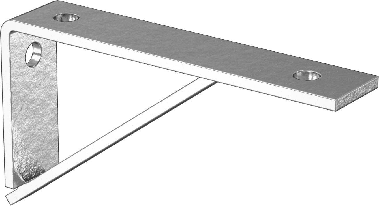 Strut Kanalı Raf Braketi, Çinko Kaplı Çelik, 8-1/2" Uzunluk