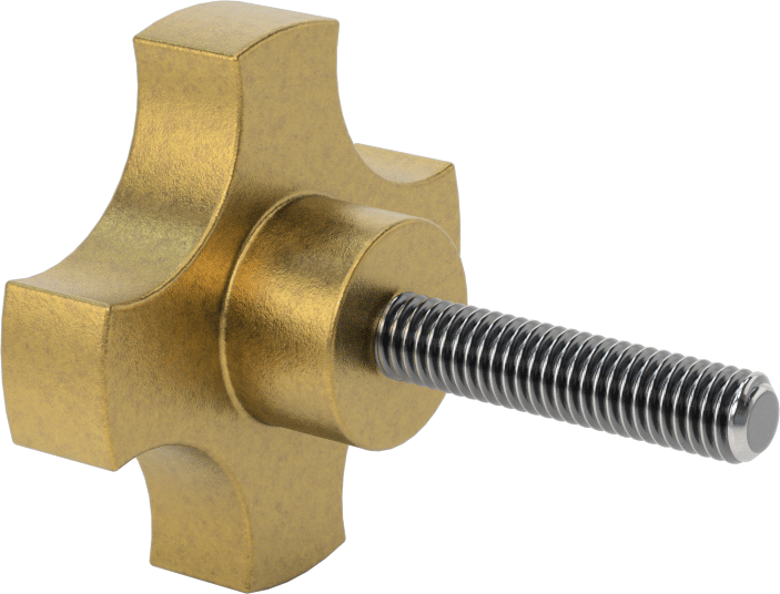 3/8"-16 Dişli 1-3/4" Uzunluğunda Saplamalı Pirinç 4 Kollu Düğme