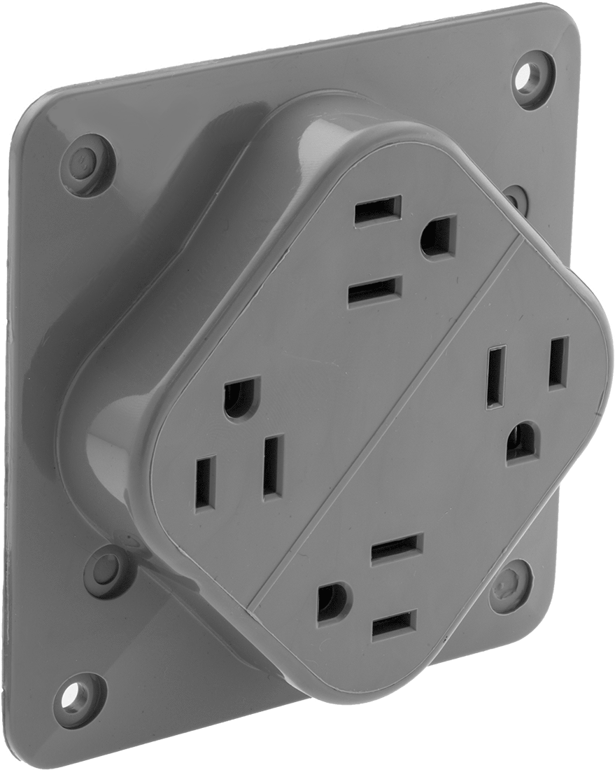 Düz Bıçaklı Konektör, Üç Yuvalı Dörtlü Priz, NEMA 5-15 — 125V AC, Dişi, 15A