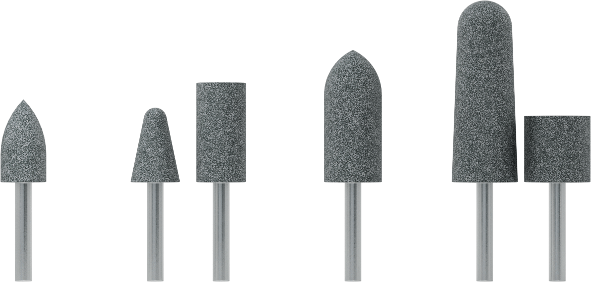 Metaller için Taşlama Ucu, 1/4" Şaft Çapı, 18 Parça Set — 1⁄4", Demir, Çelik, Alüminyum Oksit, Seramik