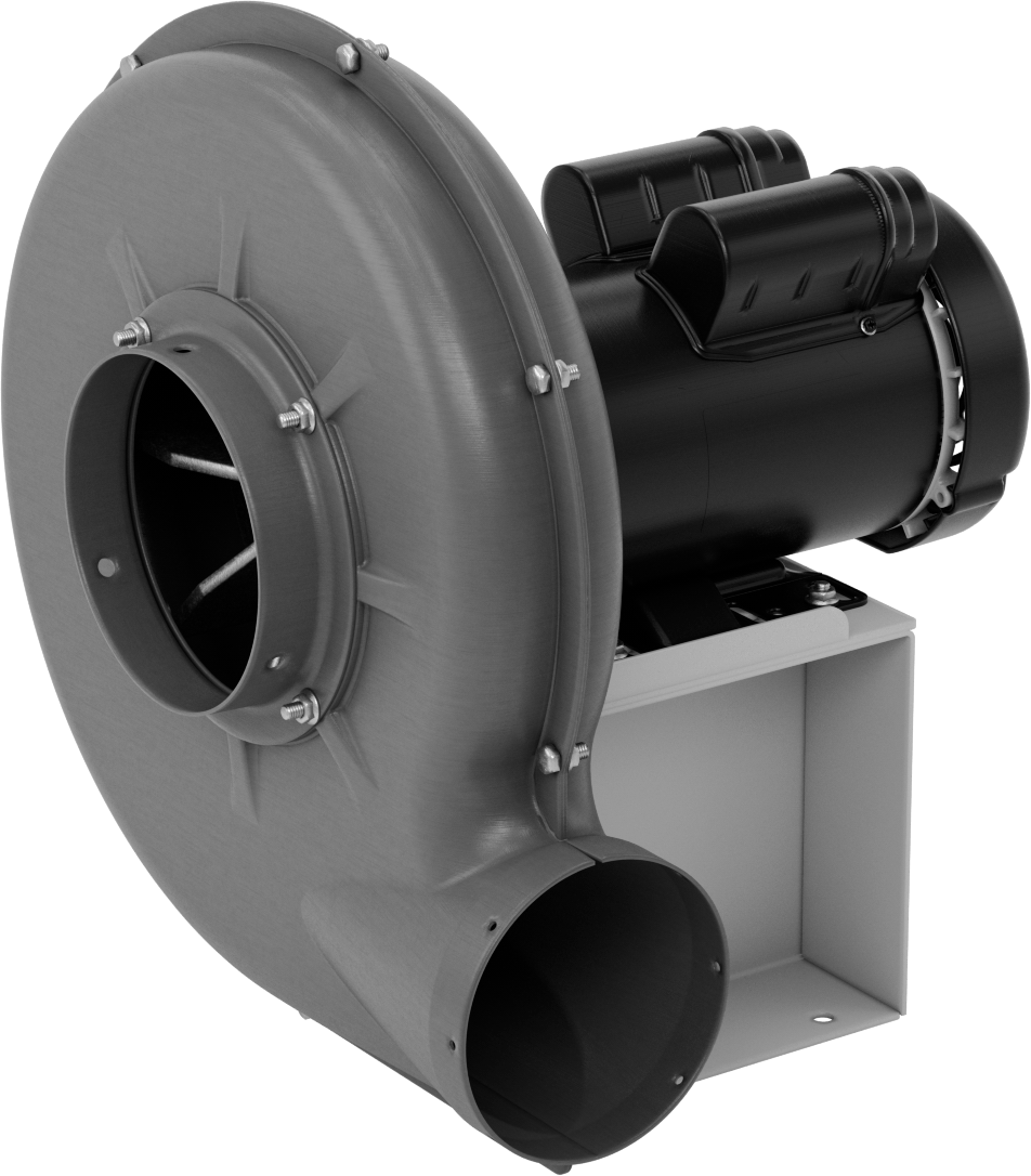 Yüksek Çıkışlı Üfleyici, Yuvarlak Çıkış, Tamamen Kapalı Motor, 230V AC, 3 hp — Yuvarlak, 3 hp, 7"