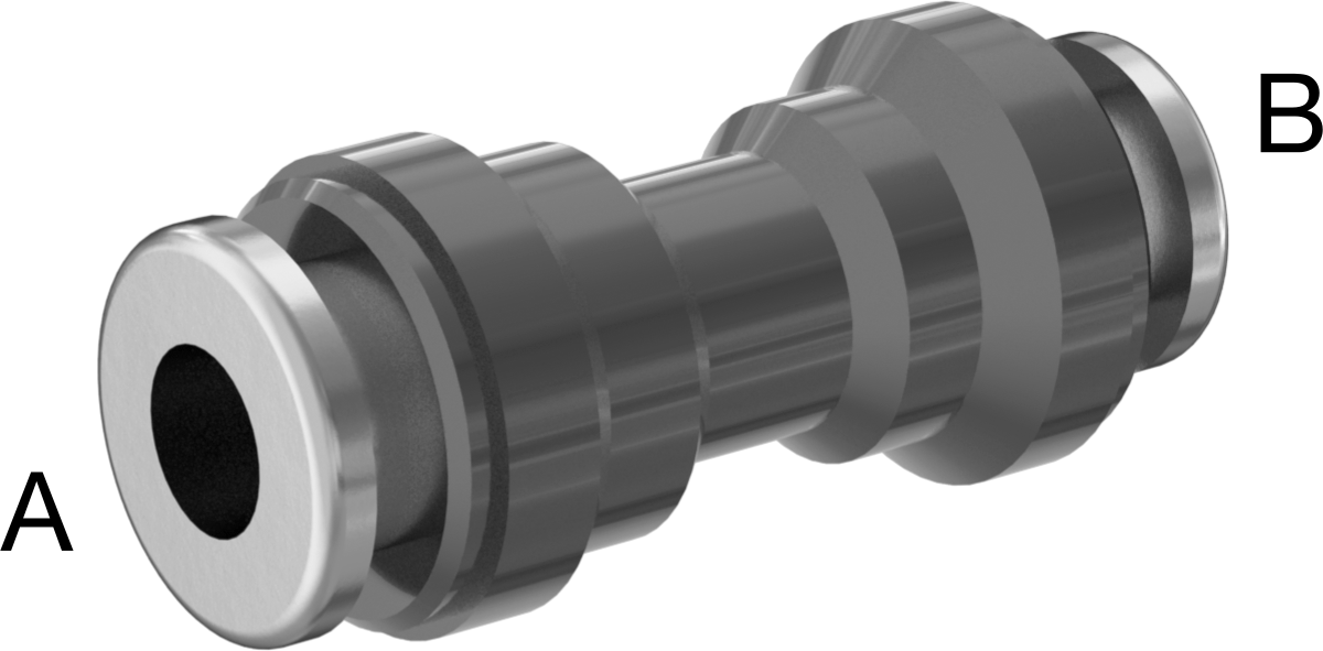 Bas-Bağlantı Elemanı, Yiyecek ve İçecek için, 6 mm x 4 mm Dış Çaplı Boru için Redüktör