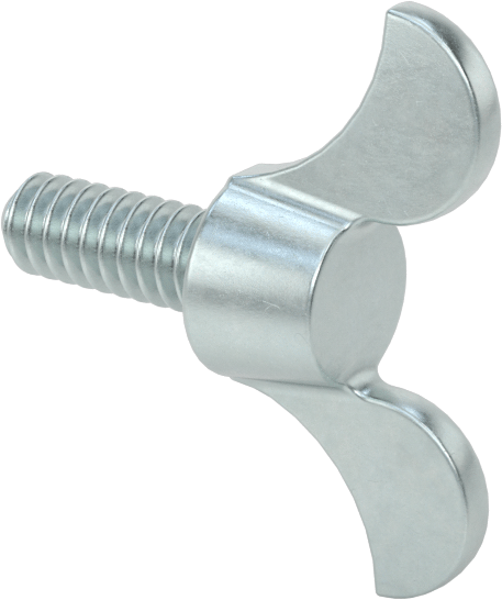 Çinko Kaplamalı Demir Kanat Başlı Tırtıllı El Vidası, 10-24 Diş Boyutu, 1/2" Uzunluk