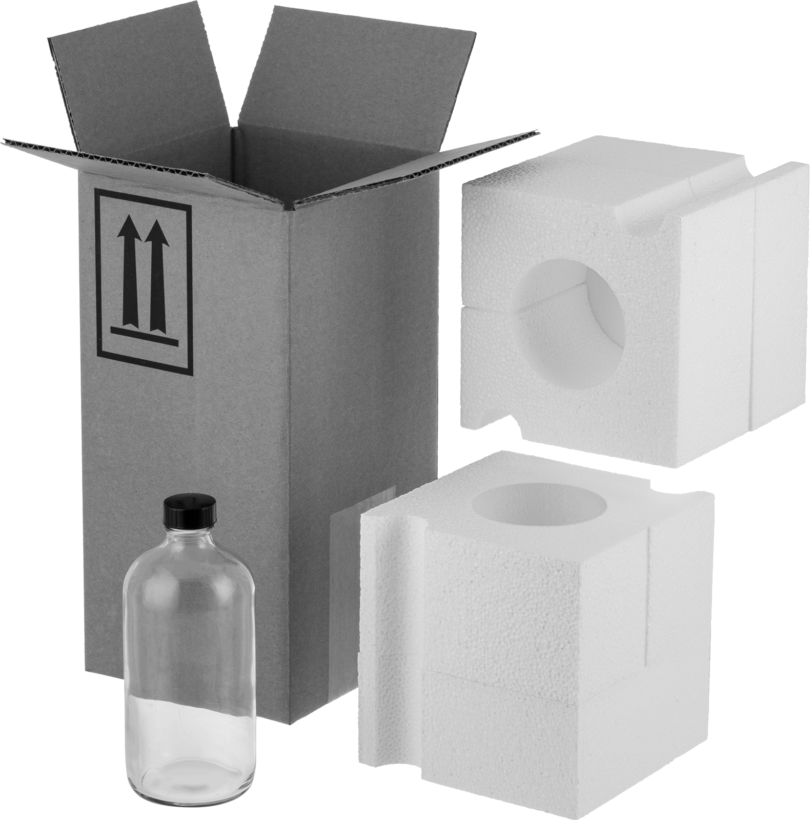 UN Standartlarına Uygun Cam Nakliye Şişesi, Paketleme Kiti, Şeffaf, 8 FL. oz Kapasite