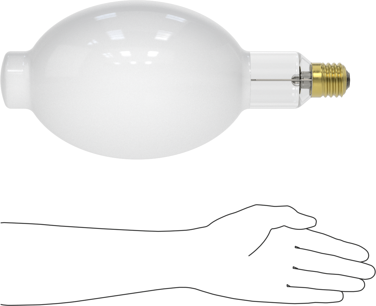 Ampul, Metal Halide, BT56 Üflemeli Boru, E39 Taban, 1000W, 3400K