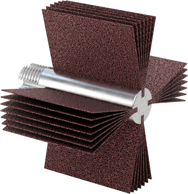 İç Zımparalama için Lamelli Zımpara Çarkı, Pürüzsüz Yüzey ve 1-1/2" ila 2" İş Parçası İç Çapı için — Sap, Çelik, Ahşap, Lamelli Zımpara Ç…