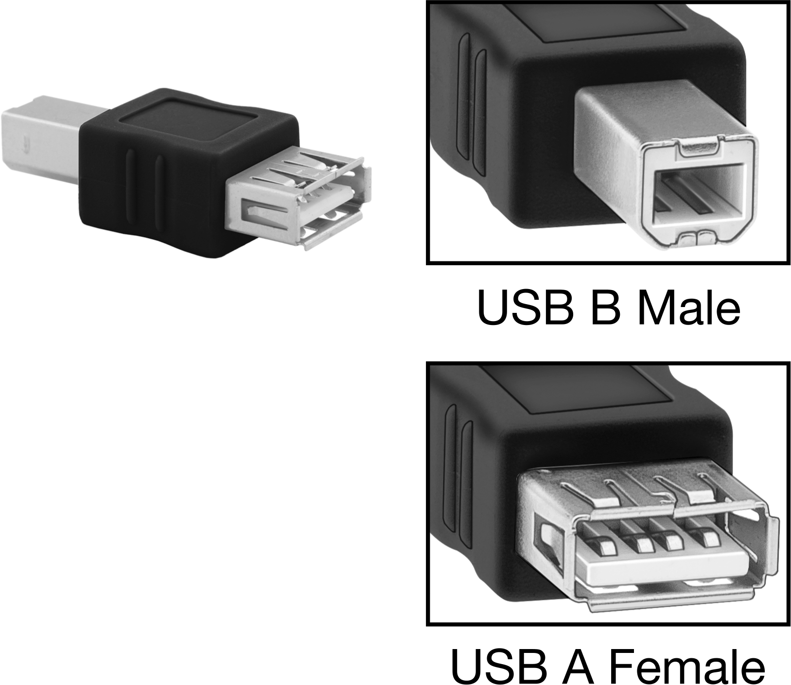 USB 2.0 Adaptörü, A Dişi x B Erkek — Adaptör, Düz, 2.0