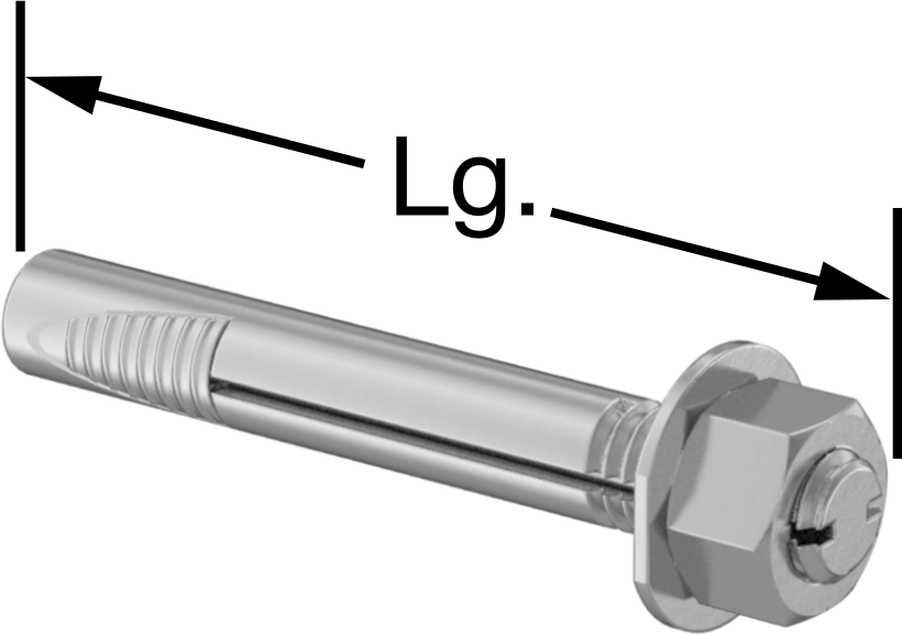 Beton için Titreşime Dayanıklı Kamalı Dübel, 1/4" Çap, 1-3/4" Uzunluk