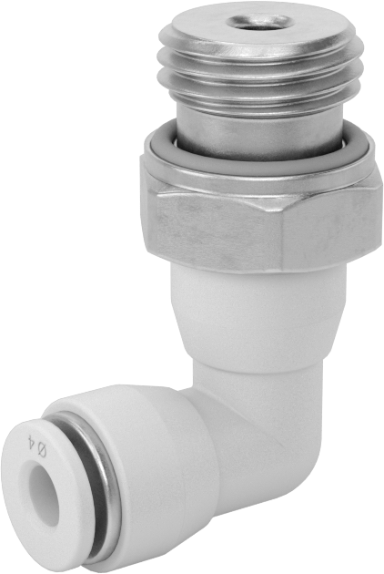 Yüksek Sıcaklık Bas-Bağlan Bağlantı Elemanı, 90 Derece Adaptör, 4 mm Boru Dış Çapı x 1/4 BSPP Erkek için